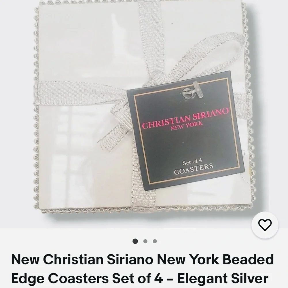 Christian Siriano Sparkling Silver and Cream Coaster Set